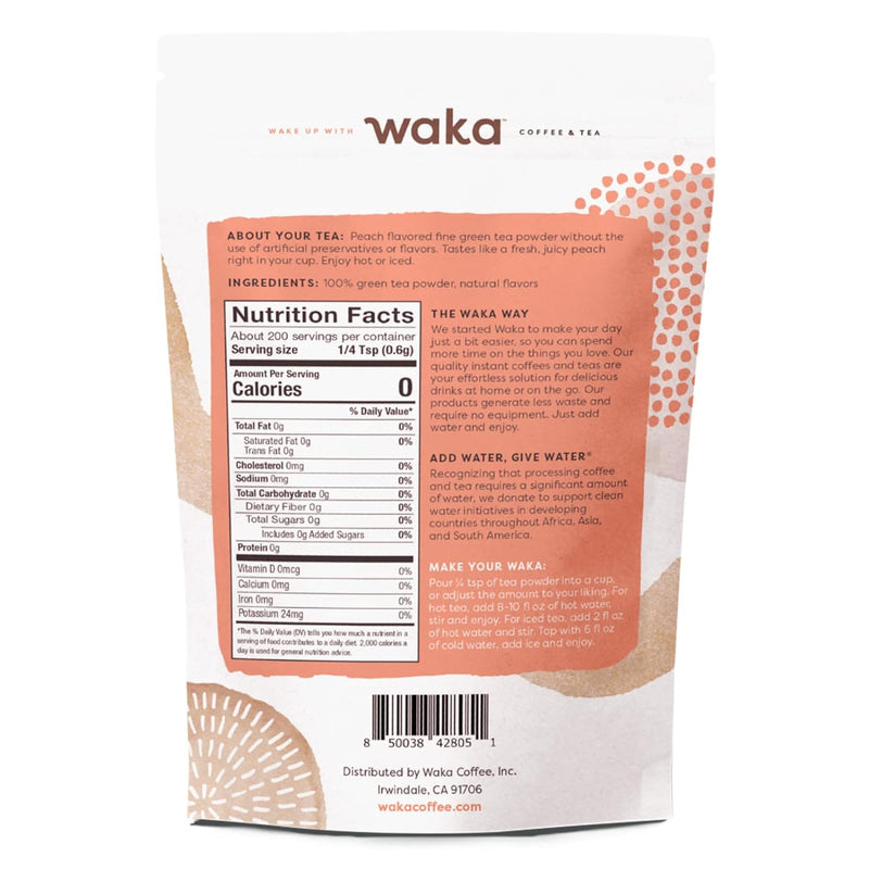 Waka Unsweetened Peach Flavored Instant Green Tea