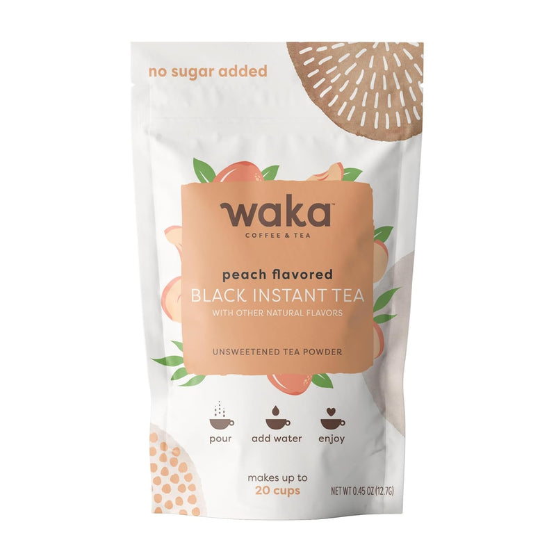 Waka Unsweetened Peach Flavored Instant Black Tea 20 count