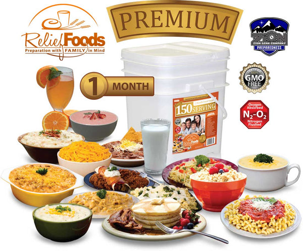 Relief Foods - Premium Entree & Breakfast Bucket - 150 Servings
