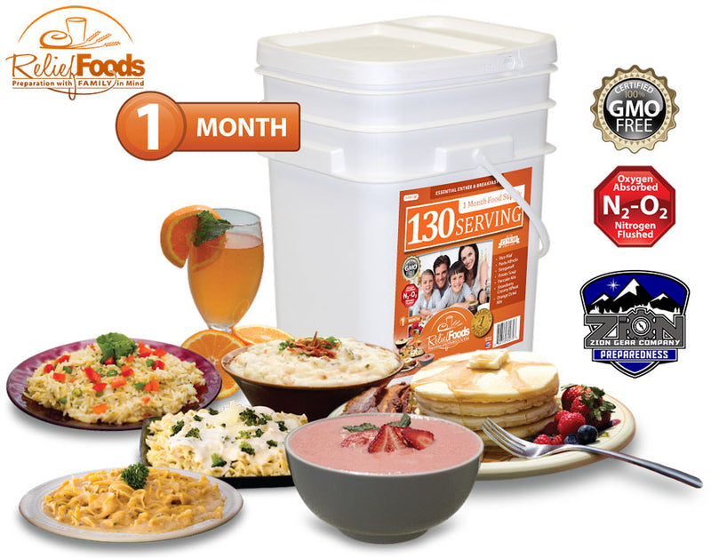Relief Foods - Essential Entree & Breakfast Bucket - 130 Servings